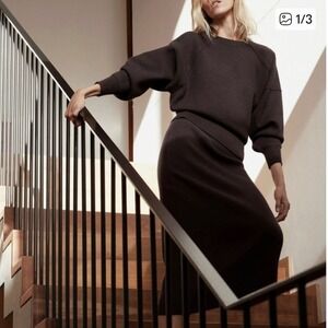 Zara Womens Brown Raglan Dolman Sleeve Soft Knit Sweater Size Medium